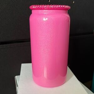 Vibrant Pink Textured Rim Drinkware Jar